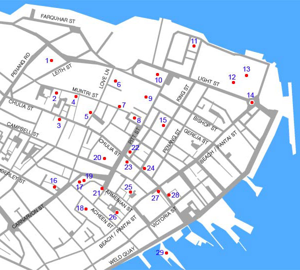 Penang Georgetown Map With Tourist Spots Georgetown, Penang, Malaysia: Traditional And Historical Architecture